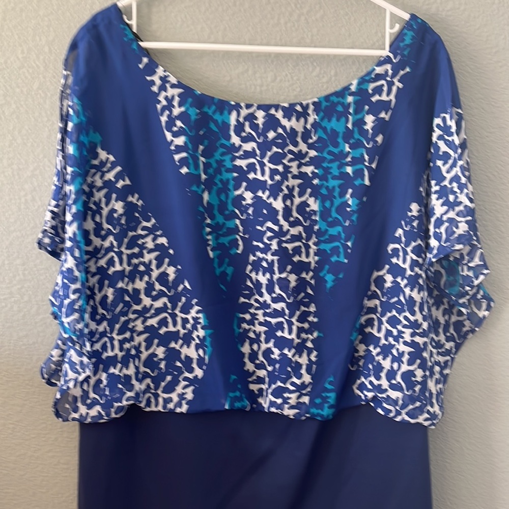 Lovely Sangria women size 18 W blue dress with sheer blue overlay split … - Picture 2 of 8